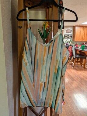 Torrid Sophie Swing Chiffon Cami Blue Orange